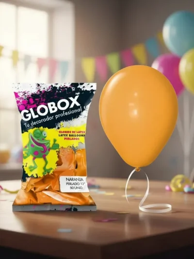 GLOBO GLOBOX PERLADO 12" NARANJA x50