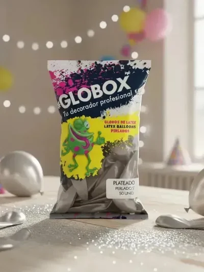 GLOBO GLOBOX PERLADO 12" PLATEADO x50