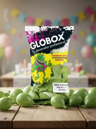 GLOBO GLOBOX PERLADO 12" VERDE MANZANA x50