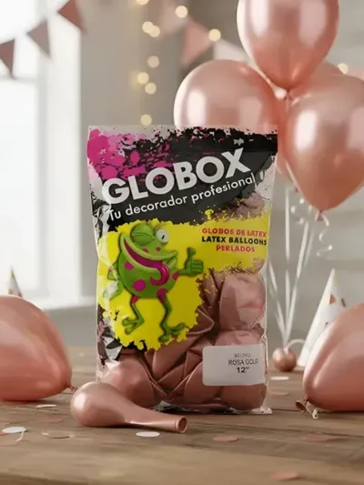 GLOBO GLOBOX PERLADO 12" ROSA GOLD x50