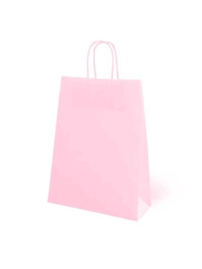 BOLSA DE PAPEL CON MANIJA PARA REGALOS MEDIANA ROSA PASTELx5 (22x30)BRAND FEST