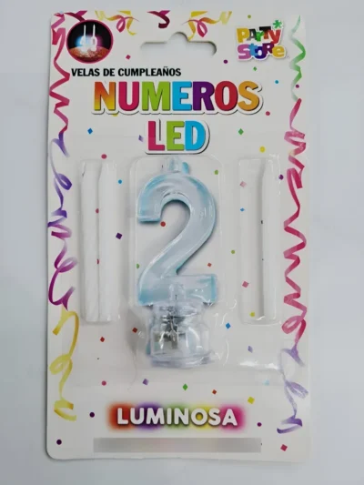 BLISTER VELA NUMERO LUMINOSA LED VELITA X1 Nº2