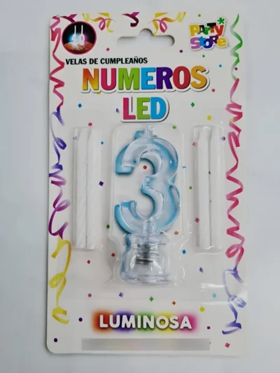 BLISTER VELA NUMERO LUMINOSA LED VELITA X1 Nº3