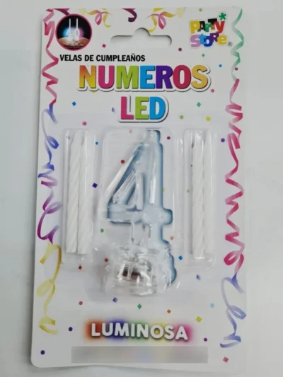 BLISTER VELA NUMERO LUMINOSA LED VELITA X1 Nº4