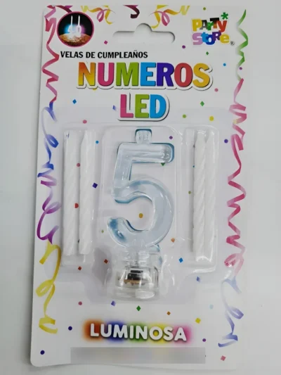 BLISTER VELA NUMERO LUMINOSA LED VELITA X1 Nº5