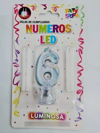 BLISTER VELA NUMERO LUMINOSA LED VELITA X1 Nº6