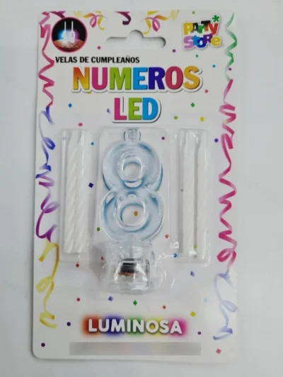 BLISTER VELA NUMERO LUMINOSA LED VELITA X1 Nº8