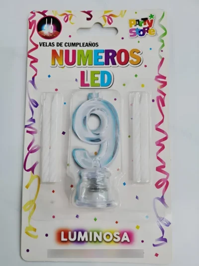 BLISTER VELA NUMERO LUMINOSA LED VELITA X1 Nº9