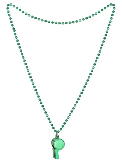 COLLAR METALIZADO VERDE CON SILBATO x12 AC161 PS