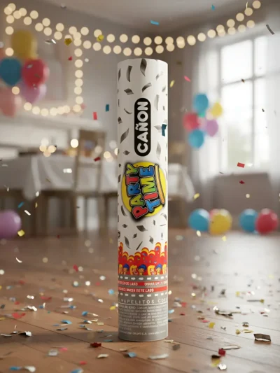 CAÑON CARIOCA PARTY TIME METALIZADO PLATEADO 30cm x1