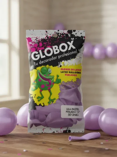 GLOBO GLOBOX PERLADO 12" LILA PASTEL x50 71729