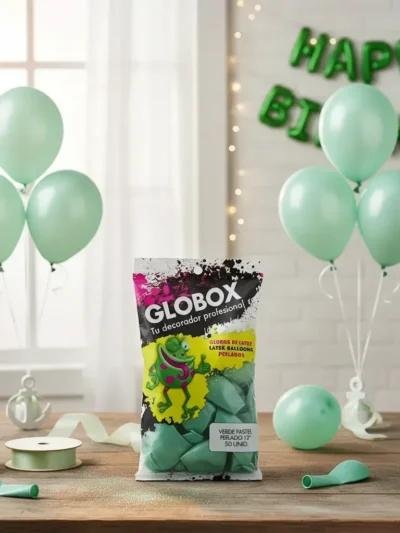 GLOBO GLOBOX PERLADO 12" VERDE PASTEL x50 71767