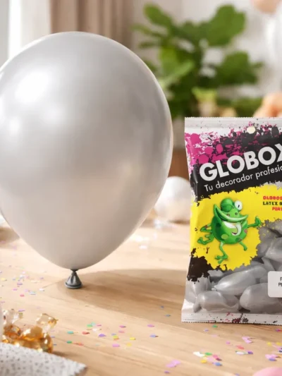 GLOBO GLOBOX PERLADO 12" PLATINUM x50 71781