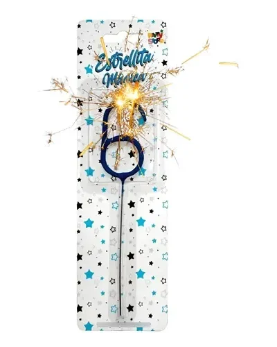 BLISTER VELA CHISPITA NUMERO AZUL PARA TORTA N°6 x1 P.S.