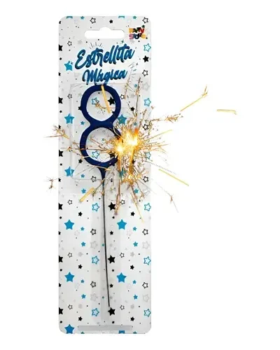 BLISTER VELA CHISPITA NUMERO AZUL PARA TORTA N°8 x1 P.S.