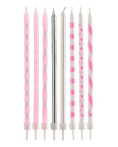 BLISTER VELA LARGA IMPRESA LUNARES RAYAS ROSA 15 cm x10 VLIRS P.S