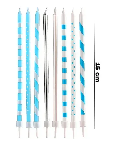 BLISTER VELA LARGA IMPRESA LUNARES RAYAS CELESTE 15 cm x 10 VLICE P.S