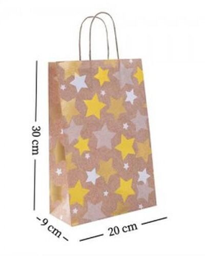 BOLSA CON MANIJA REGALO KRAFT CON ESTRELLAS DORADAS BO13 P.S x4u.