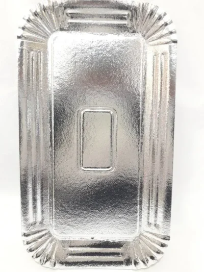 BANDEJA CARTON PIONONO PLATEADA PREMIUM (19.5x33.5cm)