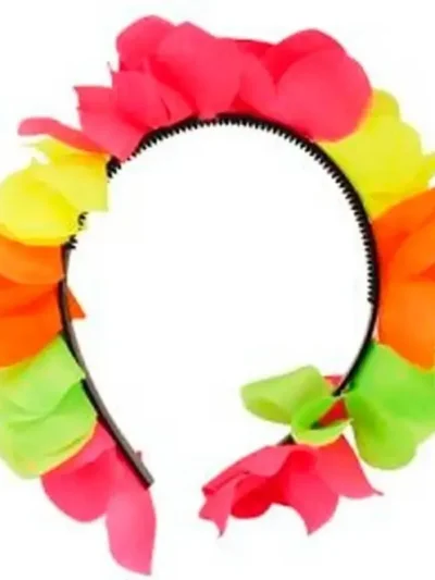 VINCHA FLORES DE TELA FLUO MULTICOLOR x1