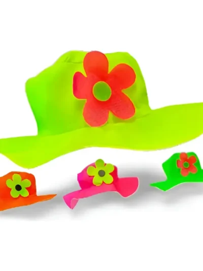 BOLSON CAPELINA CON FLOR FLUO x5