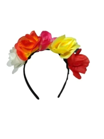 VINCHA FRIDA 4 FLORES MULTICOLOR x1u.
