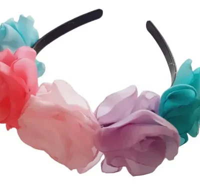 VINCHA FRIDA 4 FLORES MULTICOLOR PASTEL x1u.