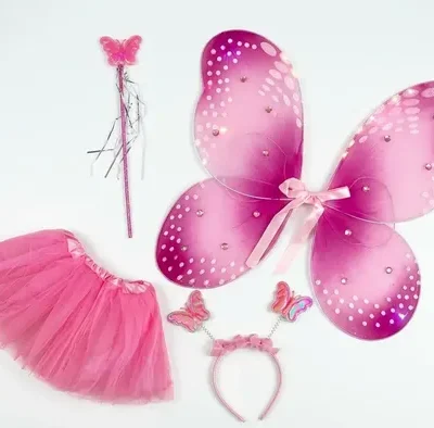 SET MARIPOSA 4 PIEZAS ROSA (VARITA - VINCHA - ALA-TUTU)  x1 FP511-01