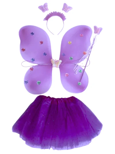 SET MARIPOSA 4 PIEZAS LILA (VARITA - VINCHA - ALA-TUTU)  x1 FP511-03