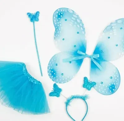 SET MARIPOSA 4 PIEZAS CELESTE (VARITA - VINCHA - ALA-TUTU)  x1 FP511-04