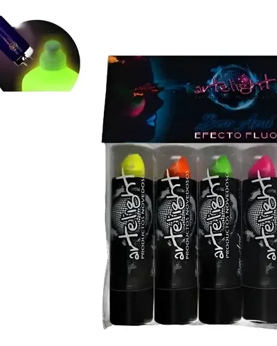 MAQUILLAJE ARTISTICO EN BARRA LABIAL FLUO MULTICOLOR ARTELIGHT X4