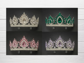 CORONA PREMIUM PLATEADA GEMAS Y STRASS COLOR x1 YJ0015