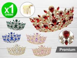 CORONA PREMIUM PLATEADA /DORADA GEMAS GRANDES COLOR x1 YJ0033