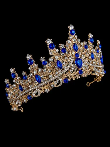 CORONA PREMIUM PLATEADA /DORADA  GEMAS STRASS COLOR x1 YJ0035