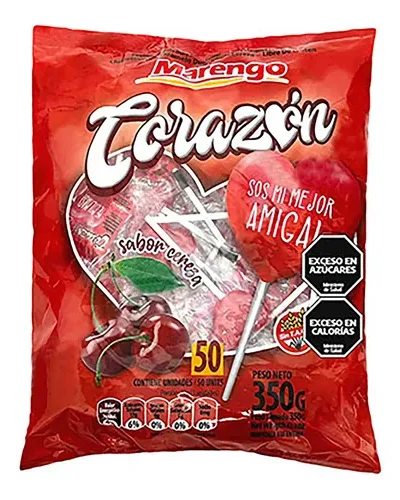 CHUPETIN CORAZON SABOR CEREZA MARENGO x350gr 12747