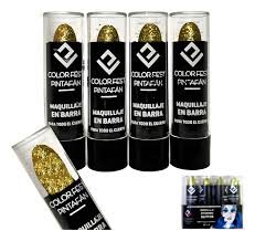 MAQUILLAJE ARTISTICO EN BARRA LABIAL GLITTER x 4 DORADO PINTAFAN
