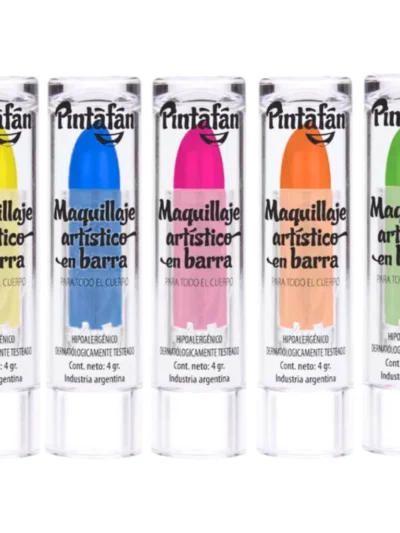 MAQUILLAJE ARTISTICO EN BARRA LABIAL GLITTER x 4 MULTICOLOR PINTAFAN 748-003