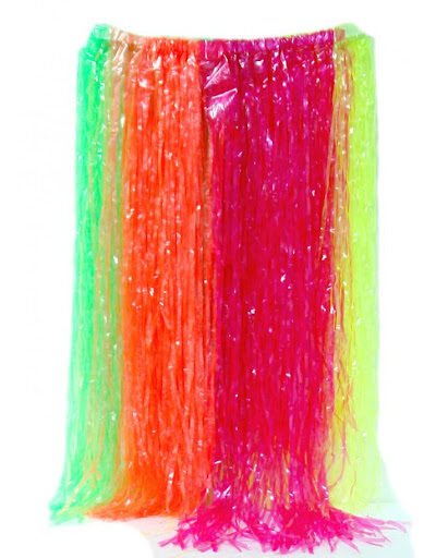POLLERA HAWAIANA PLASTICA MULTICOLOR FLUO x1