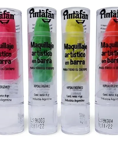 MAQUILLAJE ARTISTICO EN BARRA LABIAL FLUO x 4 758-1000 MULTICOLOR PINTAFAN