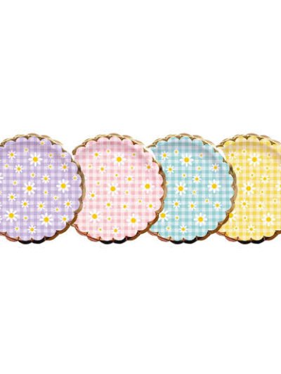 PLATO CARTON CUADRILLE CON MARGARITAS Y STAMPING x8 GM 03349-92