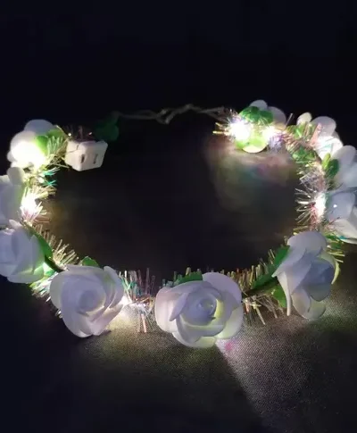 VINCHA FLORES BLANCAS CON LUZ BLANCA x1 XLVI23