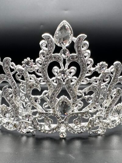 CORONA PREMIUM PLATEADA GEMAS Y STRASS x1 YJ0785