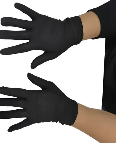 GUANTE CORTO NEGRO LISO HALLOWEEN x1 DF0109