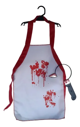 SET HALLOWEEN ECHYZOS DELANTAL CARNICERO SANGRIENTO CON VINCHA x1
