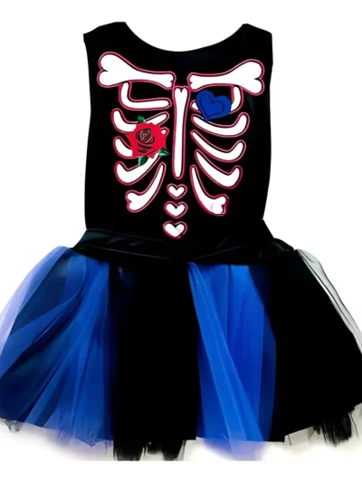 DISFRAZ ESQUELETO NIÑA CON POLLERA TULL CROSTI x1 T2 art.108