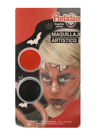 MAQUILLAJE ARTISTICO HALLOWEEN TERROR DIABLO x2 (negro-rojo) PACK X3 13-801