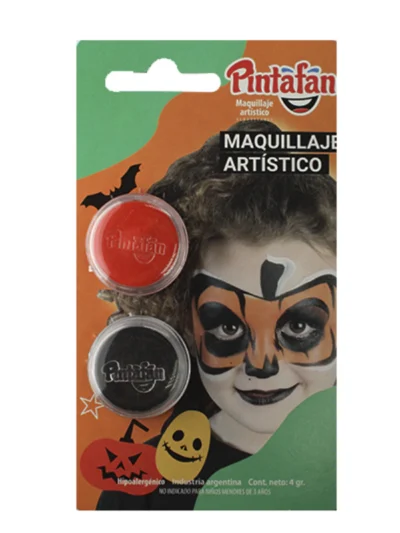 MAQUILLAJE ARTISTICO HALLOWEEN TERROR CALABAZA x2 (naranja-negro) PACK X 3 13-803