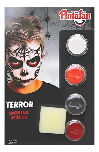 MAQUILLAJE ARTISTICO HALLOWEEN SURT.x4 (blanco-negro-rojo-naranja) PACK x3 5-5