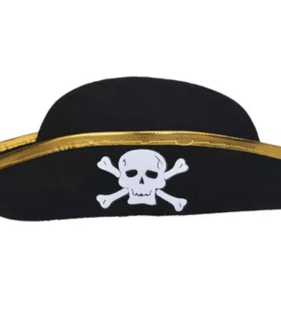 GORRO PIRATA SIMIL CUERO BORDE DORADO x1 GO048 PS