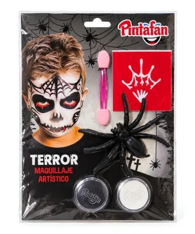 KIT MAQUILLAJE ARTISTICO HALLOWEEN TERROR ARAÑA/STENCIL X1 COD.616.03